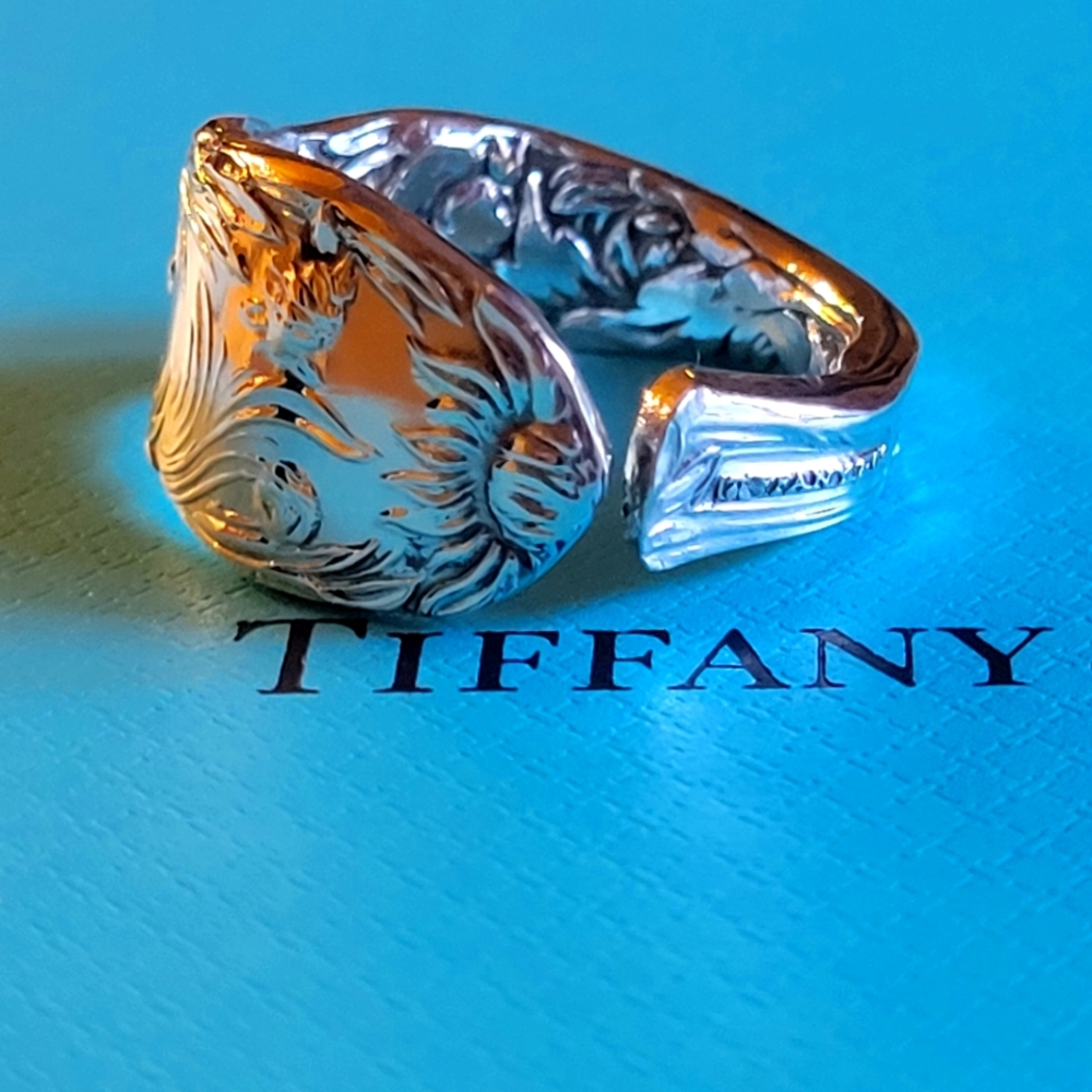 1880 Tiffany & Company Chrysanthemum Spoon Ring in Sterling Silver #33